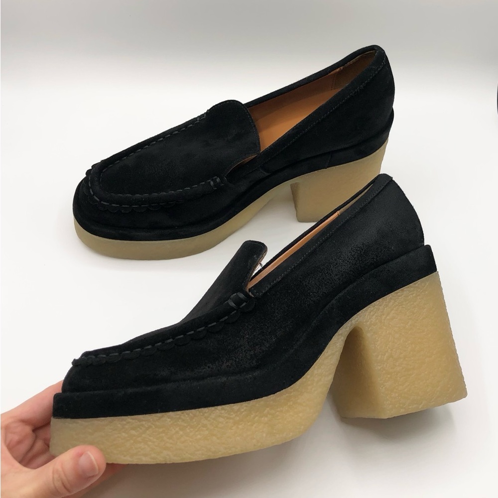Marc Fisher Suede Black Platform Heels Gum Sole - Size 8.5